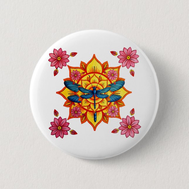 Psychedelic Sacred Geometry Mandala Insect Nature  Button (Front)