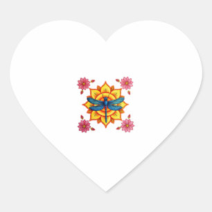 Psychedelic Sacred Geometry Mandala Insect Nature Heart Sticker