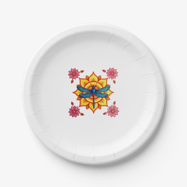 Psychedelic Sacred Geometry Mandala Insect Nature  Paper Plates (Front)