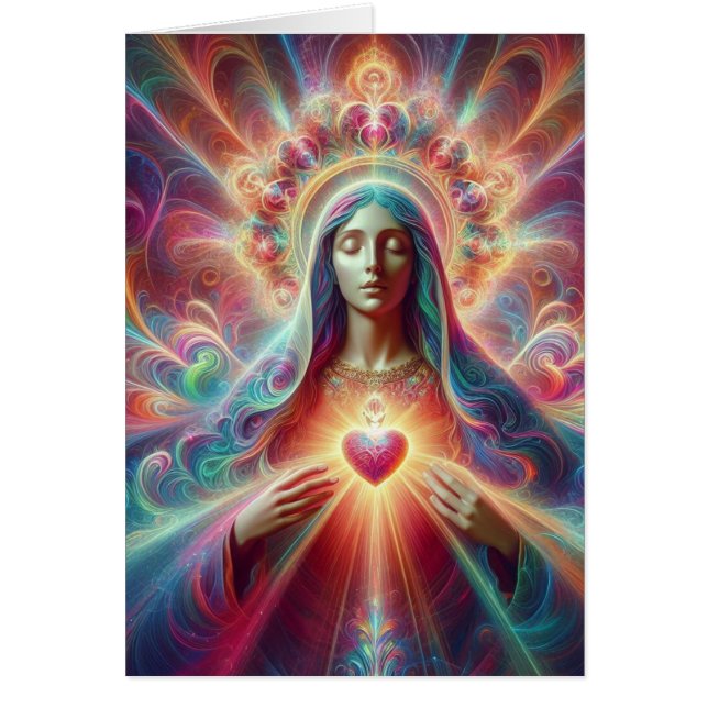 Psychedelic Sacred Heart of Mary Cards (Front)