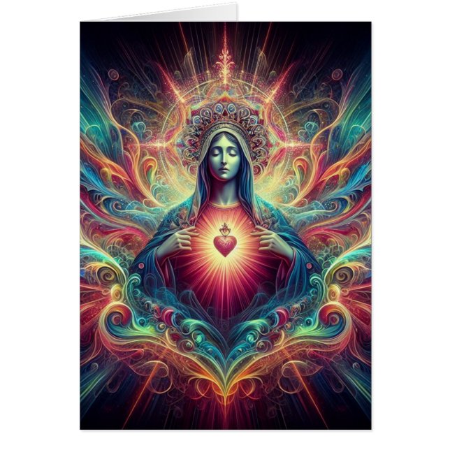 Psychedelic Sacred Heart of Mary Cards (Front)