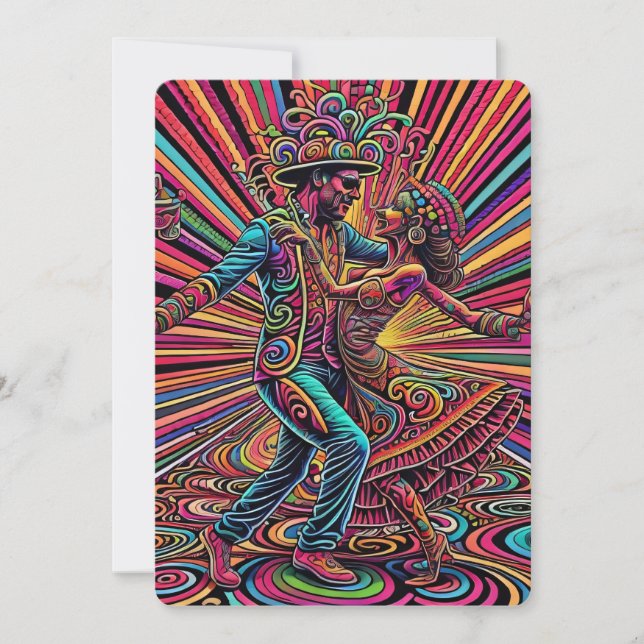 Psychedelic Salsa Tango Dancing Art Invitation (Front)