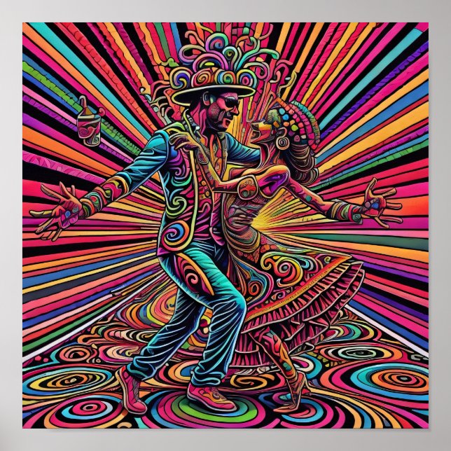 Psychedelic Salsa Tango Dancing Art Poster (Front)