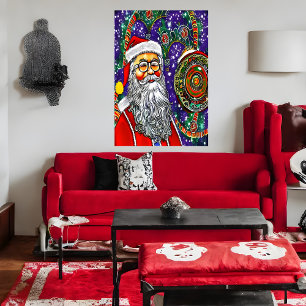 Psychedelic Santa Claus Art AI Art Poster
