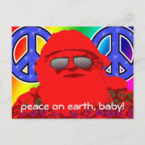 Psychedelic Santa Peace Postcard