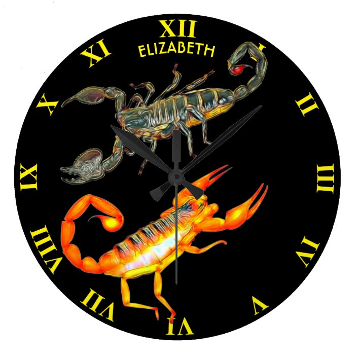 Psychedelic Scorpio Colorful Fractal Scorpions Large Clock
