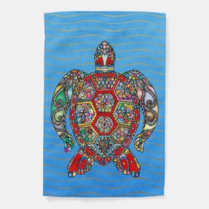 Psychedelic Sea Turtle Art Garden Flag
