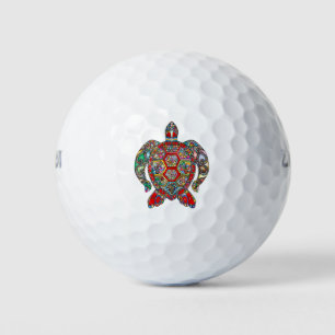 Psychedelic Sea Turtle Art Golf Balls