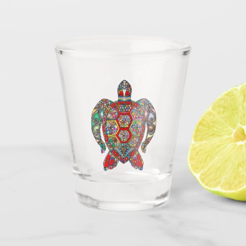 Psychedelic Sea Turtle Art Shot Glass