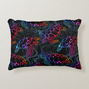 Psychedelic Sea Turtle: Boho Ocean Accent Pillow