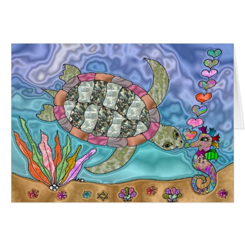 Psychedelic Sea Turtle Seahorse Art