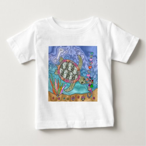 Psychedelic Sea Turtle Seahorse Art Baby T_Shirt