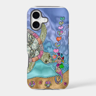 Psychedelic Sea Turtle Seahorse Art iPhone 17 Case