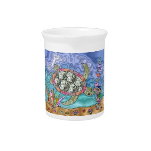 Psychedelic Sea Turtle Seahorse Art Pitcher