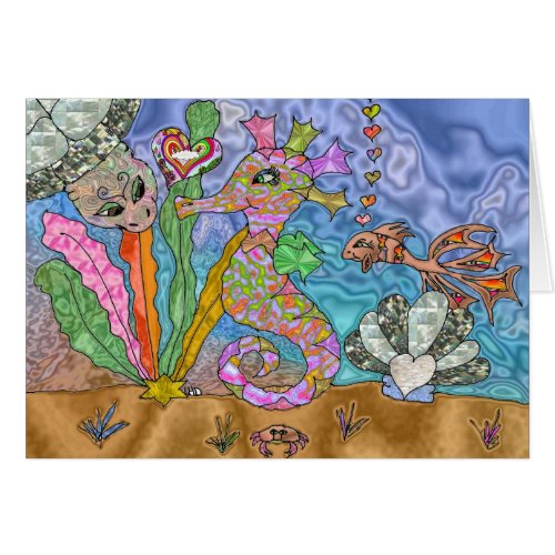 Psychedelic Seahorse Sea Turtle Art