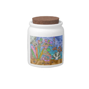Psychedelic Seahorse Sea Turtle Art Candy Jar