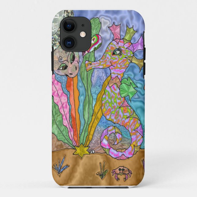 Psychedelic Seahorse Sea Turtle Art Case-Mate iPhone Case (Back)