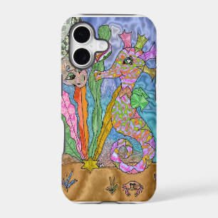Psychedelic Seahorse Sea Turtle Art iPhone 17 Case
