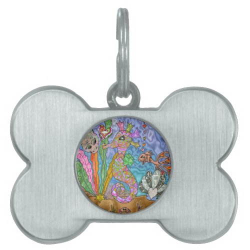 Psychedelic Seahorse Sea Turtle Art Pet Tag