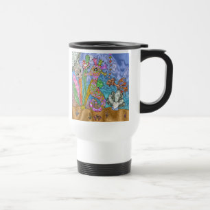 Psychedelic Seahorse Sea Turtle Art Travel Mug