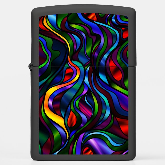 Psychedelic Seascape Stained Glass Style Zippo Lighter (Front)