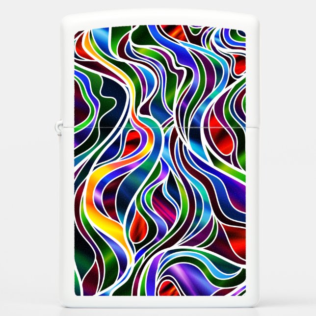 Psychedelic Seascape Stained Glass Style Zippo Lighter (Front)
