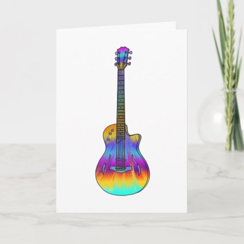 Psychedelic Semi Acoustic Guitar Funky Music Art Card