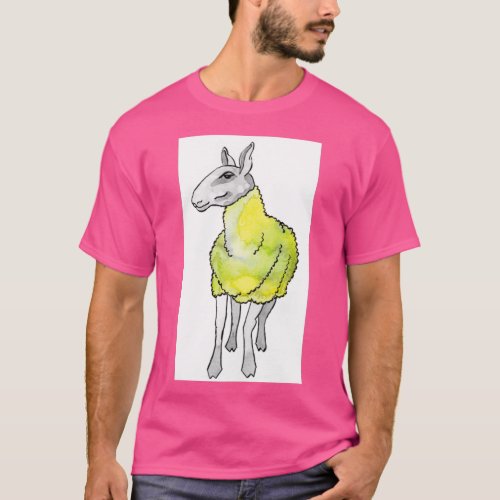 Psychedelic sheep Blue Faced Leicester yellowgreen T_Shirt