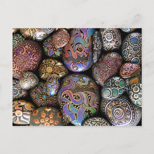 Psychedelic Silhouettes Rock By Julie Ann Strickl Holiday Postcard