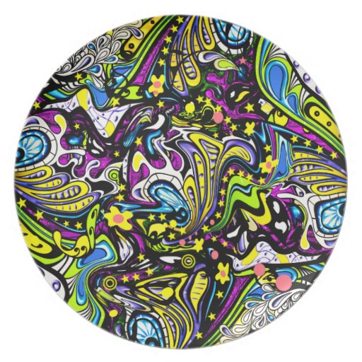 Psychedelic Sixties Party Plate Design | Zazzle