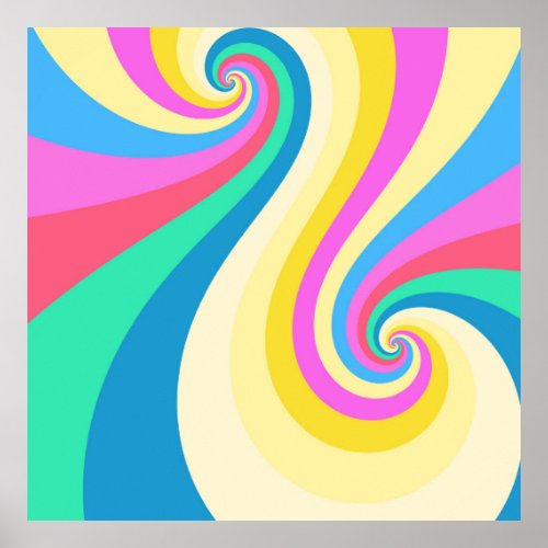 Psychedelic Sixties Vortex Tie Dye Twirl Art Poster