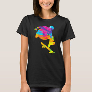Psychedelic Skateborder Retro Color Art Skateboard T-Shirt