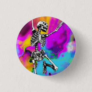 Psychedelic Skeleton Pinback Button