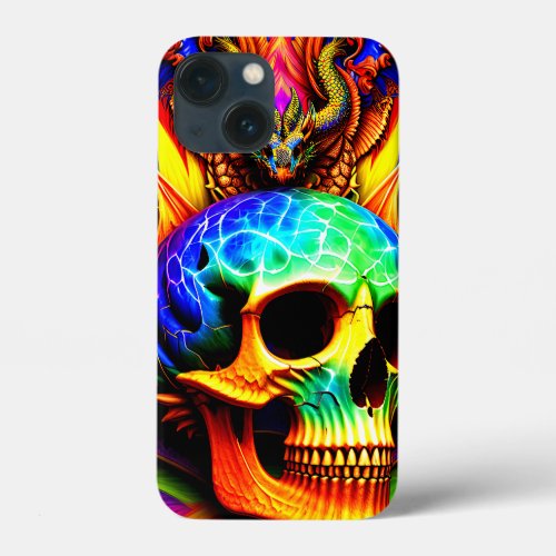 Psychedelic Skull and Dragon iPhone 13 Mini Case