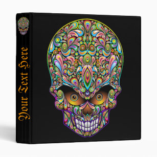 Psychedelic Skull Art Design Binder