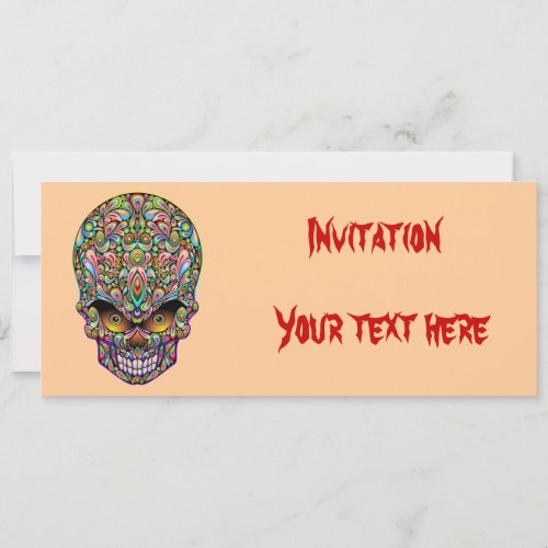 Psychedelic Skull Art Design Invitation