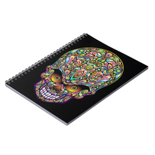 Psychedelic Skull Art Design Notebook