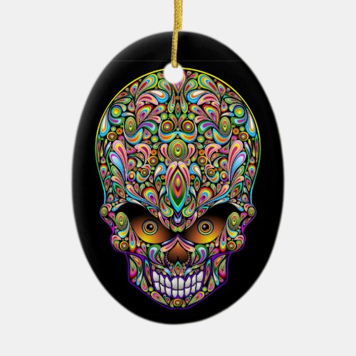 Psychedelic Skull Art Design Ornament