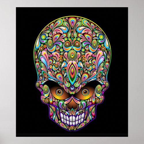 Psychedelic Skull Art Design Poster