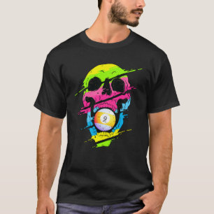 Psychedelic Skull Billiards Colorful T-Shirt
