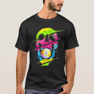 Psychedelic Skull Billiards Gift Colorful T Shirt