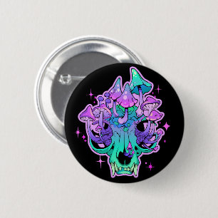 Psychedelic skull  button