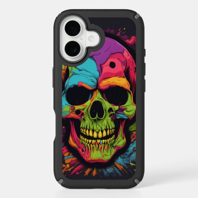 Psychedelic Skull Explosion Speck iPhone Case (Front)