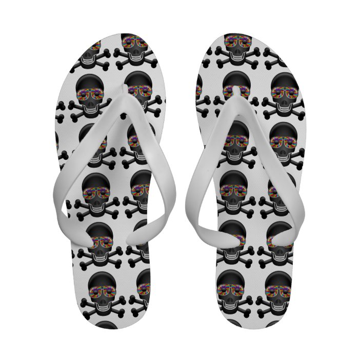 Psychedelic Skull Flip Flops