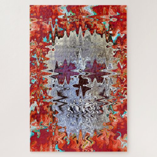 Psychedelic Skull Pop Art Colorful Red Surreal Jigsaw Puzzle