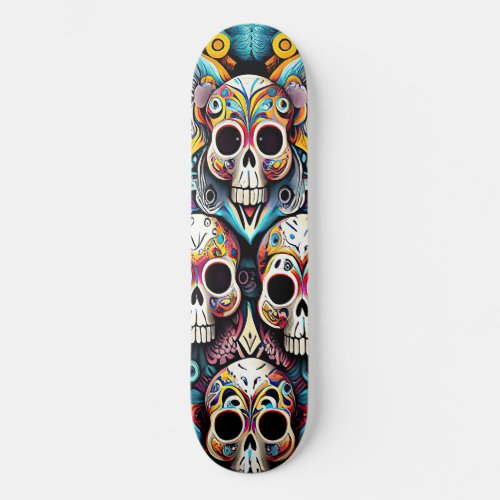 Psychedelic Skull Skateboard