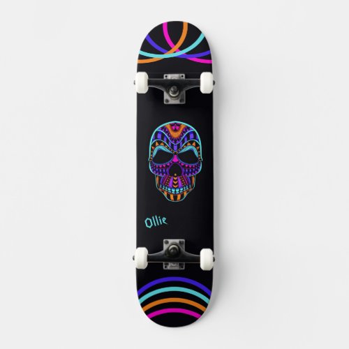 Psychedelic Skull Skateboard 