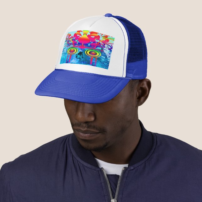 Psychedelic Skull Trucker Hat (In Situ)