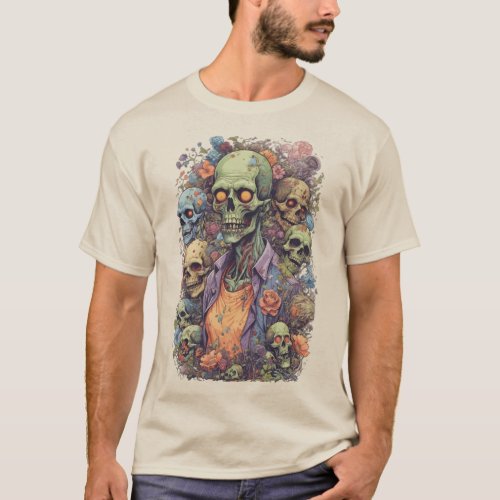 Psychedelic Skulls and Flowers T_Shirt