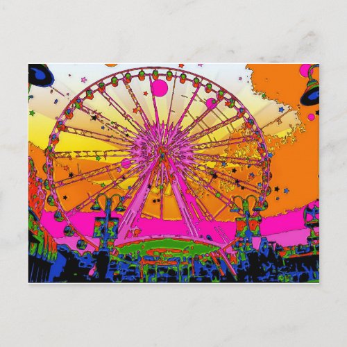 Psychedelic Sky Wheel Postcard